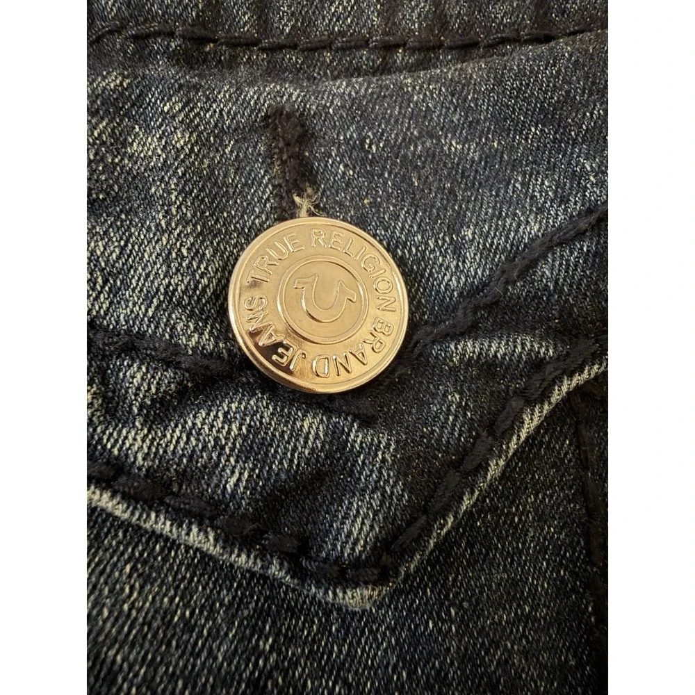 True Religion Jeans Geno Big T Flap Pocket Mens Size 38 Dark Wash Blue Stretch